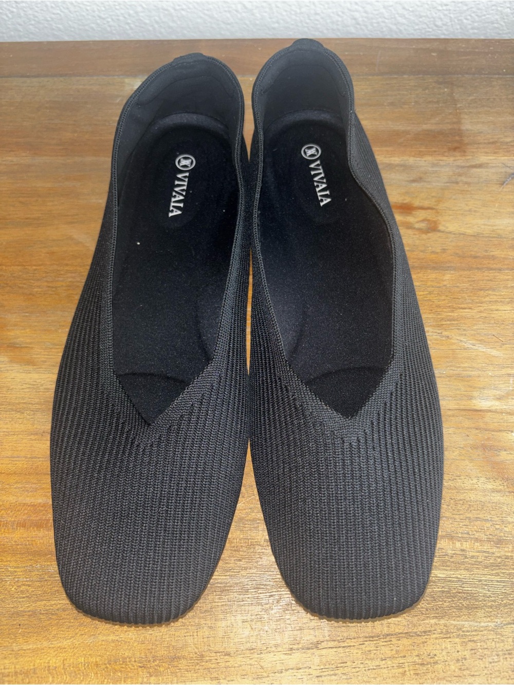 Vivaia Black Margot Cloud Walker Slip-On Flats with Square Toe Size US 11 EUR 43